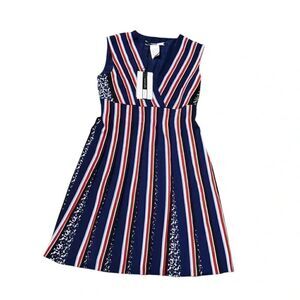 NWT Women’s SPORTMAX CODE red white blue striped mini fit & flare dress sz 8